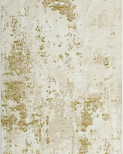 Modern Abstract Runner Rug 2x5 Washable Non Slip Stain Resistant Rug for Bedroom Living Room Non Shedding Low Pile Indoor Floor Cover,Golden Grey