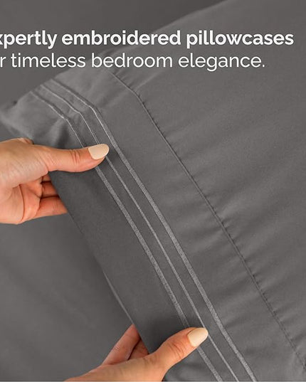 Cal King Size 4 Piece Sheet Set - Comfy Breathable & Cooling Bed Sheets Set - Hotel Luxury Bedding for Women, Men, Kids, Teens, Boys & Girls - Deep Pockets, Soft, Wrinkle Free - Oeko-Tex - Dark Grey