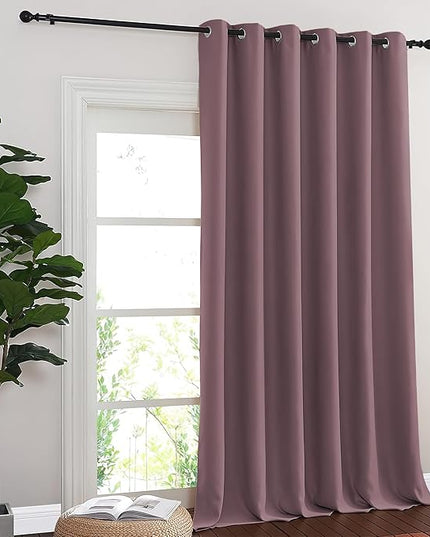 NICETOWN Blackout Sliding Glass Door Curtains, Room Darkening Thermal Insulated Curtains for Living Room Bedroom, Extra Wide Window Drapes, 1 Panel, W80 x L118, Dry Rose