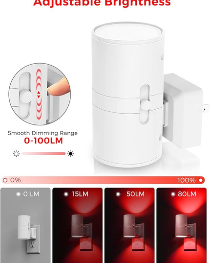 L LOHAS LED Night Light, Red Night Lights Plug into Wall, LED Nightlights, Light Sensor, Steep Aid Red, Dimmable Nightlight for Christmas, Holiday Decor, Party, Hallway, Bedroom, 2 Pack