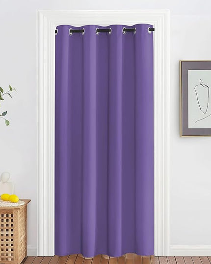 NICETOWN Blackout Doorway Curtain Drape 78 inch Long - Grommet Noise Reducing Thermal Insulated Solid Modern Window Treatments for Bedroom Closet (1 Panel, 52 x 78 Inch, Lilac Purple)