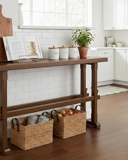 chairus 59" Long Console Table Farmhouse Narrow Sofa Table with Crossbar Solid Wood Entryway Table for Living Room/Hallway/Entrance, Walnut
