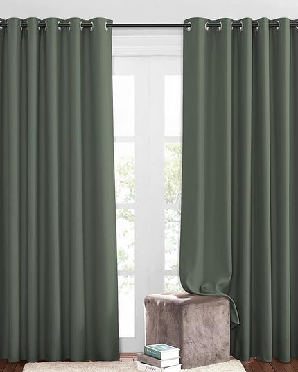 NICETOWN Blackout Curtains and Drapes for Living Room - Thermal Insulated Solid Grommet Top Blackout Panels/Draperies for Kid's Room/Bedroom (Dark Mallard, 1 Pair, 80 x 84 Inch)