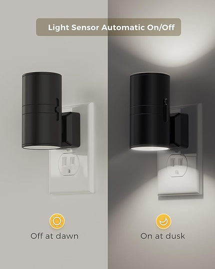 L LOHAS LED Night Light, Bright Wall Plug Night Light, 5000K Daylight White, Dimmable with Light Sensor, Decorative for Hallway, Bathroom, Kitchen, 4 Pack