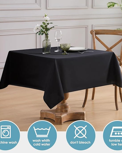 VidaFete Square Tablecloth 10 Pack52 x 52 Inch Tablecloths Stain Wrinkle Resistant Polyester Dining Table Cover for Kitchen Dinning Party Wedding Rectangular Tabletop Buffet Decoration(Black)