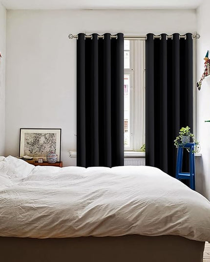 BGment Blackout Curtains for Bedroom - Grommet Thermal Insulated Room Darkening Curtains for Living Room, Set of 2 Panels, Each 46 x 72 Inch, Black