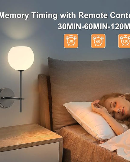 Black Battery Operated Wall Sconces Set of 2, Rechargeable Wireless Wall Lights with Milky White Frosted Glass Shade, 12 RGB and 3CCT Dimmable, Wall Lamps with Remote for Bedroom Living Room Hallway