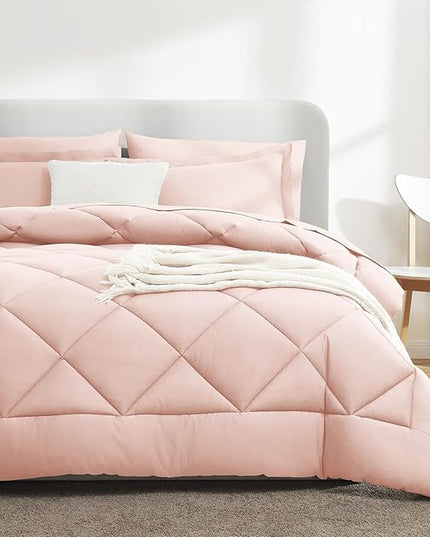 CozyLux Twin Comforter Set with Sheets Blush Pink - 5 Pieces Bed in a Bag Twin, All Season Bed Set for Girls and Boys, Bedding Set with Down Alternative Comforter, Sheets, Pillowcase & Sham