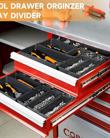 Tool Box Organizer Tray, Toolbox Desk Drawer Organizer, Tool Box Tray, Toolbox Organization Storage for Rolling Tool Chest (24 PCS)