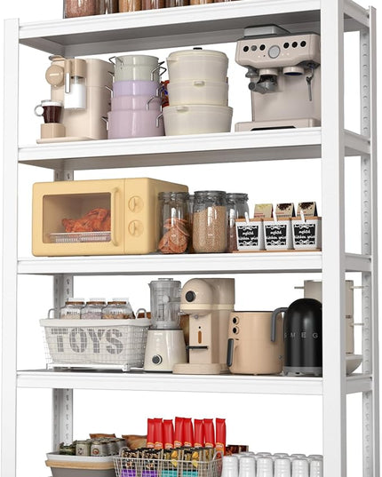 WORKPRO 3000lbs 5-Tier Shelving Unit, 72" H Adjustable Storage Shelves, Boltless Garage Shelving Unit for Garage, Kitchen, Durable Scratch-Resistant Panels, White