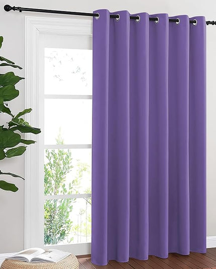 NICETOWN Blackout Sliding Door Curtains 84 Inch Length, Extra Wide Room Divider Grommet Energy Saving Thermal Insulated Curtain for Patio Door Window(W80 x L84, 1 Panel, Lilac Purple)