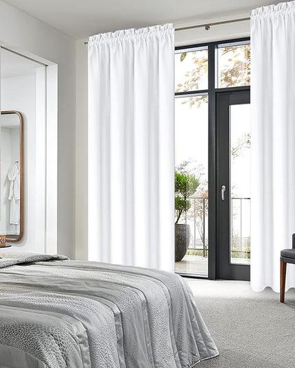 DWCN White Curtains for Living Room Thermal Insulated, 50% Light Blocking Curtains for Bedroom, Dining Room Window, W 42x L 84 Inch, Set of 2 Rod Pocket Curtain Panels
