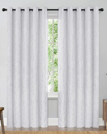 BUHUA Blackout Curtain Drape for Bedroom - Grommet Noise Reducing Thermal Insulated Solid Room Darkening Window Treatment for Doorway/Kids Room 2 Panels, 66 x 72 Inch, Greyish White