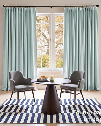 Lazzzy Velvet Blackout Curtains Thermal Insulated Room Window Drapes Super Soft Luxury Curtains for Living Room Bedroom Rod Pocket 2 Panels, Misty Blue, 52" W x 90" L