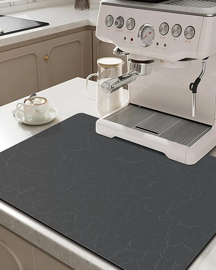 Golener Coffee Bar Accessories - Under Coffee Maker Mat, Cafe Tray Pad, Rubber Mats, Absorbent Pad, Under Appliance Mats, Dish Drying Mat for Kitchen Counter, Dish Drying Pad, 23"x15", Dark Gray