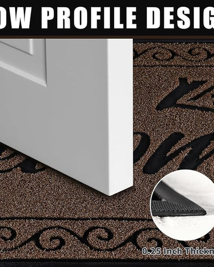 Yimobra Welcome Mat, Heavy Duty Sturdy Door Mats for Home Entrance Outdoor Indoor, Front Doormat for Outside Patio Floor Entry Porch Garage Office, Waterproof, Low Profile, 36x24, Coffee