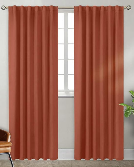 BGment Blackout Curtains 84 inches Long for Bedroom - Privacy Light Blocking Thermal Insulated Rod Pocket and Back Tab Fall Decor Curtains for Living Room, 2 Window Panels, 52 x 84 Inch, Terracotta