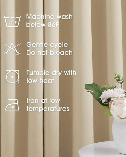 HOMEIDEAS Beige Blackout Curtains 52 X 84 Inch Bedroom Curtains 2 Panels Room Darkening Curtains, Soundproof Thermal Grommet Window Curtains for Living Room