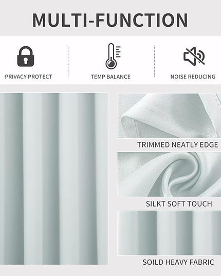 Joydeco Greyish White Custom Solid Single Blackout Curtain for Bedroom and Living Room, Grommet Thermal Insulated Room Darkening Curtain 1 Panel (Custom Size,Greyish White)