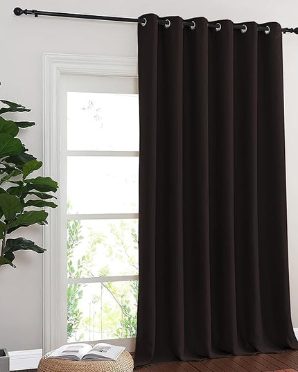 NICETOWN Blackout Curtains & Drapes - Privacy Thermal Efficiency Backdrop Curtains for Bedroom Room Divider Living Room Patio Sliding Glass Door, Wide 80 x Long 144 inch, Toffee Brown, 1 Panel