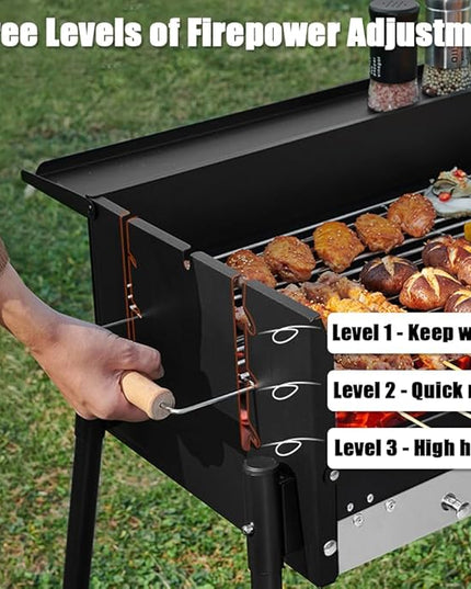 DYRABREST Barbecue Charcoal Grill 28" Large Folding Portable BBQ Grills Stainless Steel Outdoor Cooking Barbecue Grill Tool Kits Yakitori Grill for 8 People Patio Backyard Garden Camping Hiking