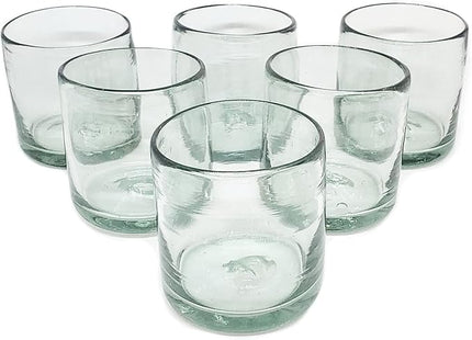 Clear Blown 8 oz DOF Rocks Glasses (set of 6) Mexican Handmade Glassware, Recycled Glass, Lead-free, Toxin-Free (DOF Rocks)