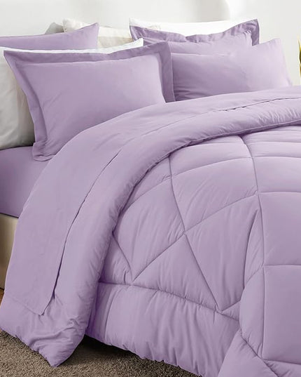 CozyLux Full Size Comforter Sets Light Purple - 7 Pieces Lavender Bed in a Bag Full, Luxury Soft Bed Set for All Seasons, Bedding Set with Down Alternative Comforter, Sheets, Pillowcases & Shams