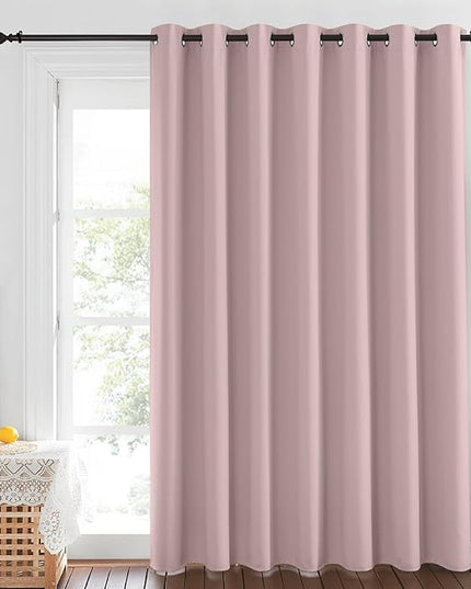 NICETOWN Baby Pink Curtains for Nursery, Sliding Glass Door Grommet Thermal Insulated Blackout Curtain Room Divider Sound Reducing Window Treatment for Kids Room/Bedroom, 1 Panel, W100 x L84