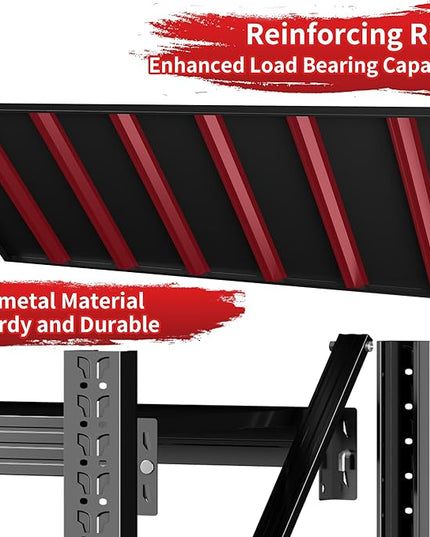 4000LBS Garage Shelving 48" W Garage Shelving Heavy Duty 4-Tier Metal Storage Shelves Adjustable Shelf Unit Storage Rack for Basement Supermarket Warehouse 48" W x 24" D x 78" H Black
