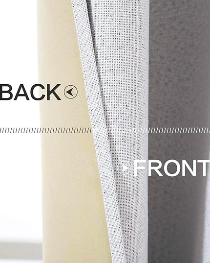 MIULEE Linen Blackout Curtains for Bedroom Solid 100% Blackout Thermal Insulated Grayish White Curtains Grommet Room Darkening Curtains/Drapes for Living Room 42x90 Inch (2 Panels)
