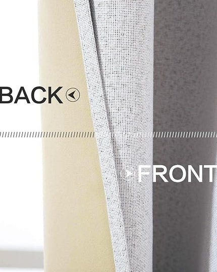 MIULEE Linen Texture Curtains for Bedroom Solid 100% Blackout Thermal Insulated Grayish White Curtains Grommet Room Darkening Curtains/Drapes for Living Room Nursery 52x63 Inch (2 Panels)