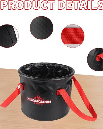 Grill Brush Collapsible Water Bucket for Grill Cleaning, Camping, and Outdoor Activities (Only Water Bucket No Grill Brush)-Black