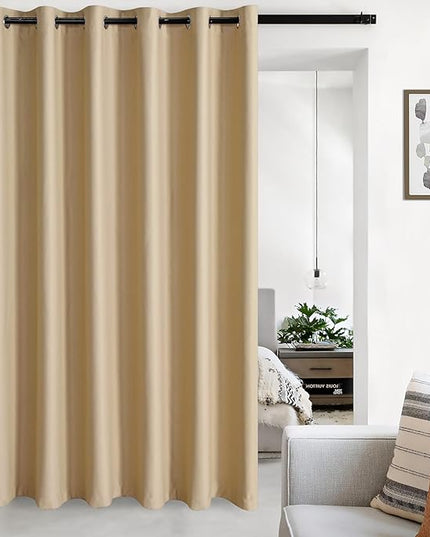 JIUZHEN Room Divider Curtains for Bedroom, Living Room, Dorm - Privacy Partition Curtains with Grommets, Soundproof Hanging Room Dividers (Beige, W100 by L84, 1 Panel)