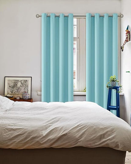 BGment Blackout Curtains - Grommet Thermal Insulated Room Darkening Bedroom and Living Room Curtains, Set of 2 Panels (52 x 95 Inch, Baby Blue)