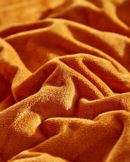 CLOTHKNOW Burnt Orange Velvet King Size Comforter Set Fluffy Bedding Comforter Sets Soft Rust Comforter Caramel Comforter with 2 x Pillow Cases