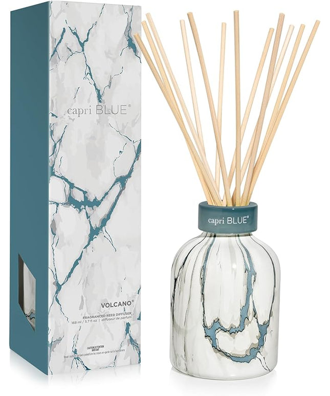 Capri Blue Modern Marble Reed Diffuser Set - Includes Reed Diffuser Sticks, Scented Oil & Glass Bottle - Luxury Scents for Bedroom Decor & Bathroom Air Freshener - Volcano (5.7 fl oz)