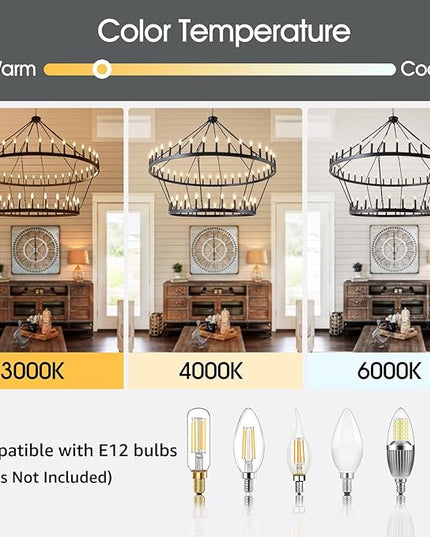Wagon Wheel Chandelier Farmhouse 2 Tier 64-Light 70-Inch, Black Industrial Chandelier Rustic Candle Pendant Light Fixture Extra Large for High Ceilings, Dining Room, Living Room, Foyer, E12