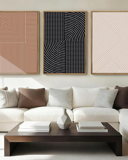 ANHUIB Boho Wall Art Large Neutral Wall Decor Abstract Line Painting for Living Room Bedroom Office 16x24 Inch Set of 3