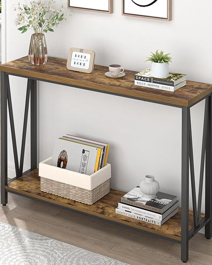 EXCEFUR Entryway Table, Narrow Sofa Console Tables Behind Couch, Modern Entry Table for Hallway Entrance Living Room, Rustic Brown