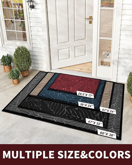 Yimobra Front Door Mat Outdoor Indoor, 29.5x17 All-Season Waterproof Door Mat Outside Entrance, All-Weather Non-Slip Outside Doormat for Garage Patio Entryway, Red