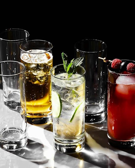 LEMONSODA Premium Highball 12oz Glass Set - Elegant Tom Collins Glasses Set of 6, 12, and 48 Tall Drinking Water Glasses - Bar Glassware for Mojito, Whiskey, Cocktail (Set of 12)