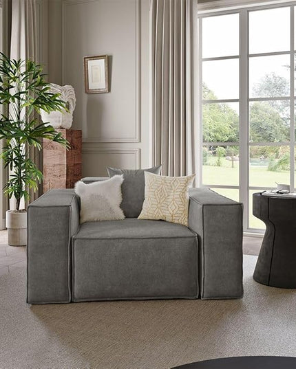POVISON 52" Modular Sectional Sofa for Living Room Modern Large Sectional Couches Velvet Accent Chair Oversized Deep Seat Sofa Set Big Comfy Cloud Couch for House Office