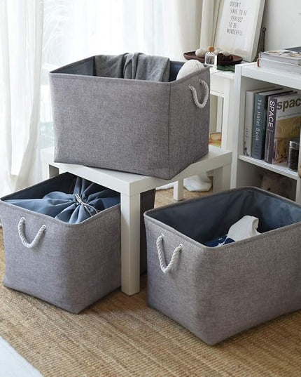 TheWarmHome Storage Baskets for Organizing, Sturdy Fabric Storage Basket , Foldable Storage Baskets for Shelves Closet Nursery Toy (Grey 3 Pack 20.5×15.7×13.8inch)