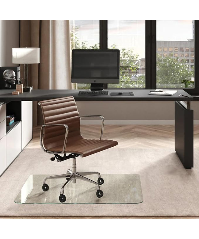 Vitrazza Glass Chair Mat 36” x 48” Superior ¼ Thick, Chiaro Standard Clear, Certified Tempered Safety Glass, Delivers a Smooth Glide, Protects Carpet or Wood, Beautiful in Home or Office.