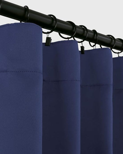 BGment Rod Pocket and Back Tab Blackout Curtains for Bedroom - Thermal Insulated Room Darkening Curtains for Living Room, 2 Window Curtain Panels (52 x 95 inch, Navy Blue)