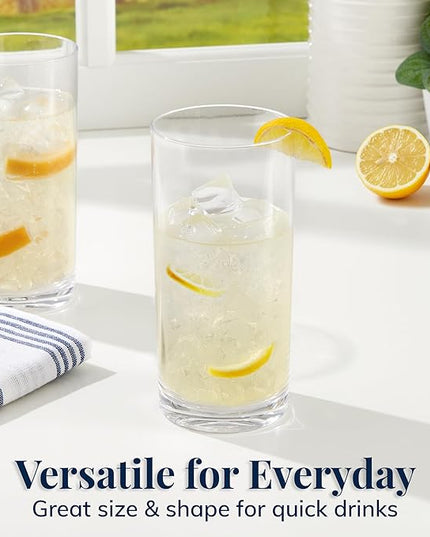 US Acrylic Classic Clear Plastic Reusable Drinking Glasses (Set of 6) 16oz Water Cups | BPA-Free Tumblers, Made in USA | Top-Rack Dishwasher Safe