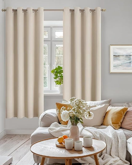 YoungsTex Champagne Blackout Curtains for Bedroom 72 Inch Length - Room Darkening Drapes with Grommet Thermal Insulated Privacy for Living Room, 2 Panels, 52 x 72 Inch