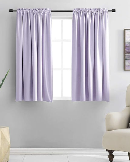 DONREN 48 Inch Curtains Light Purple Curtains - All Season Thermal Insulated Rod Pocket Room Darkening Curtain Panels for Kids Room (2 Panels,52 W by 48 inches Long)