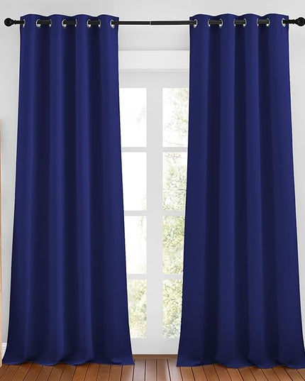 NICETOWN Navy Blue Blackout Curtains 102 inches Long, Grommet Thermal Insulated Solid Room Darkening Window Treatments Sound Reducing for Living Room, W46 x L102, Set of 2