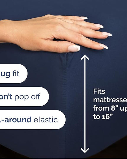 Cal King Size 4 Piece Sheet Set - Comfy Breathable & Cooling Bed Sheets Set - Hotel Luxury Bedding for Women, Men, Kids, Teens, Boys & Girls - Deep Pockets, Soft, Wrinkle Free - Oeko-Tex - Navy Blue